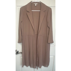 NWT Leith Women’s Pleated Duster Jacket Sz XS Open Front Lined Lt. weight Modern
